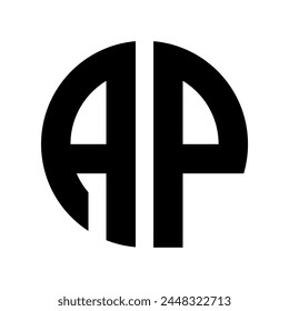 Letras AP en un diseño de logotipo circular