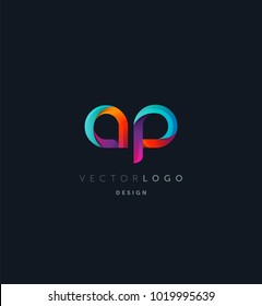Letters AP, A&P logo, multi colour letters icon vector template.

