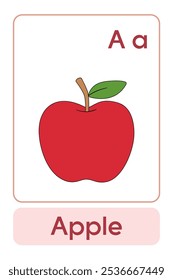 Letters A is for Apple. Fruit Flashcard printable learn letters Alphabet english for kids education and game activity. Kindergarten and preschool worksheets printable for kids.