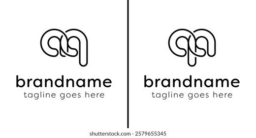 Letters AQ and QA Monogram Line Logo, suitable for any business with QA or AQ initials