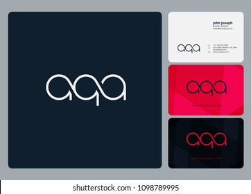 Letters AQA, A Q A logo icon with business card vector template.