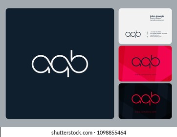 Letters AQB, A Q B logo icon with business card vector template.