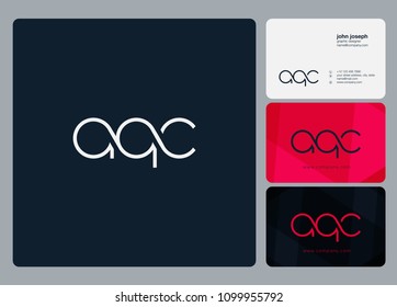 Letters AQC, A Q C logo icon with business card vector template.
