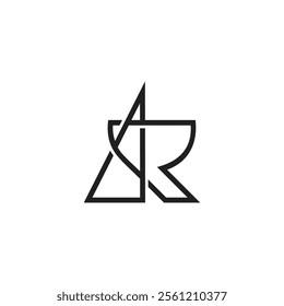 letters ar linked triangle thin lines overlap ruler logo vector 