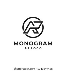 letters AR monogram logo with clean vector line