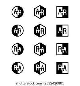 Buchstaben AR und RA Positive und Negative Logo Set, geeignet für jedes Unternehmen