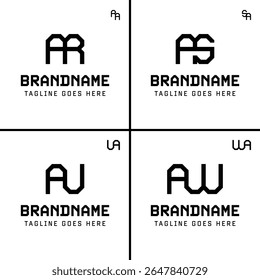 Letters AR RA AS SA AU UA AW WA Monogram Logo, for business with AR RA AS SA AU UA AW WA initials