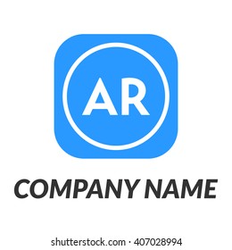 letters AR rounded square shape icon logo blue