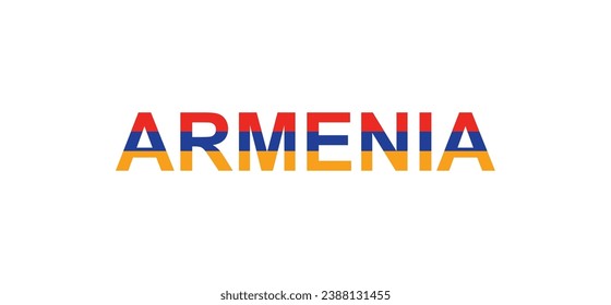 Letters Armenia in the style of the country flag. Armenia word in national flag style. Vector illustration. svg