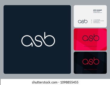 Letters ASB, A S B logo icon with business card vector template.