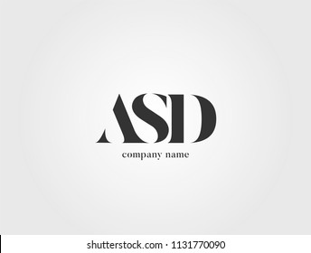 Letters ASD, A S D logo icon with business card vector template.
