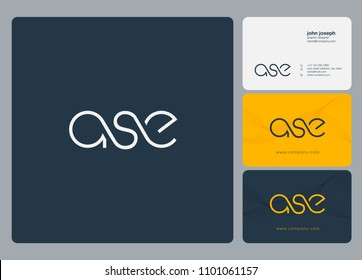 Letters ASE, A S E logo icon with business card vector template.