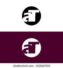 Letters AT. Minimalist alphabet monogram logo vector design