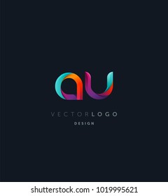 Letters AU, A&U logo, multi colour letters icon vector template.

