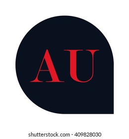 letters AU rounded square shape icon logo red