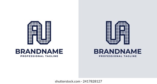 Letters AU and UA Dot Monogram Logo, Suitable for business with AU or UA initials