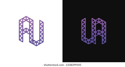 Letters AU and UA Polygon Logo Set, suitable for business related to polygon with AU and UA initials