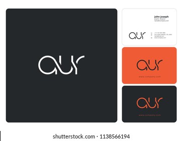 Letters AUR Joint logo icon with business card vector template.
