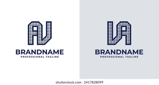 Logotipo de monograma de puntos AV y VA, adecuado para empresas con iniciales AV o VA