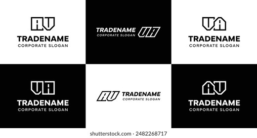 Buchstaben AV und VA Quadrat und Dynamic Logo Set, für Unternehmen mit Initialen VA oder AV