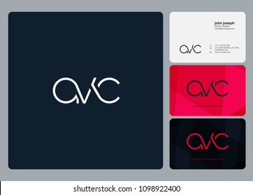 Letters AVC, A V C logo icon with business card vector template.