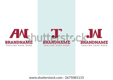Letters AW JT JW Monogram Luxury Logo Set, for WA TJ WJ initials