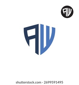 Letras AW Shield Diseño de Logo