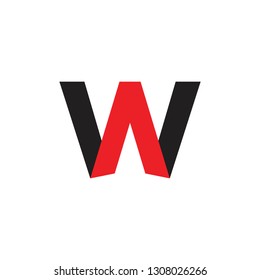 letters aw simple geometric logo vector