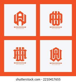 Letras AW o logotipo de plantilla de monograma para ropa, ropa, marca