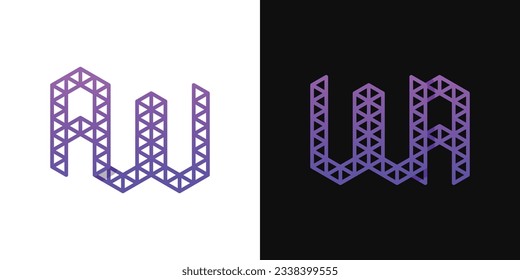 Letters AW and WA Polygon Logo Set, suitable for business related to polygon with AW and WA initials.