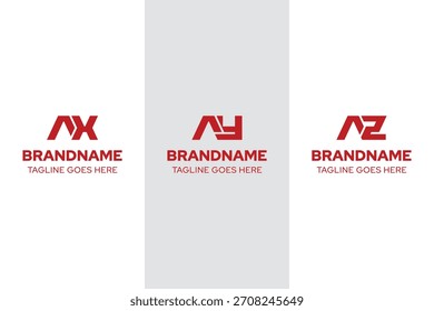 Letras AXA AY AZ Monogram Logo Set, ideal para XA YA ZA Iniciales