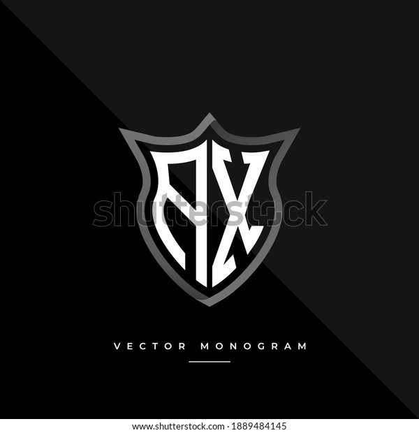 letters AX monochrome silver shield monogram\
vector logo template.