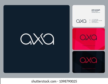 Letters AXA, A X A logo icon with business card vector template.