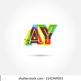 Letters AY logo, multi colour letters icon vector template.