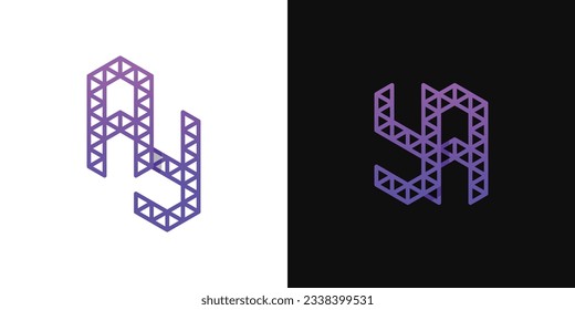 Juego de logotipos de polígonos AY y YA, adecuado para empresas relacionadas con polígonos con las iniciales AY y YA.