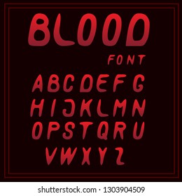 Letters A-Z vector red blood font. 