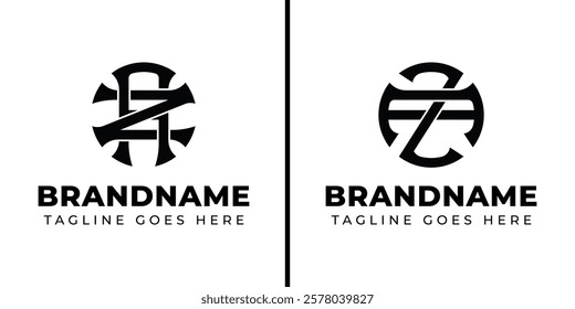 Letters AZ and ZA Monogram Logo, suitable for business with ZA or AZ initials
