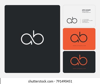 Letters A B, A&B joint logo icon with business card vector template.