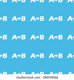 Letters A and B with arrow between, repeated in straight lines on blue background