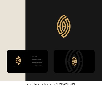 Letters B A and B or BAB line logo design with business card vector template. Linear minimal stylish emblem. Premium business logotype. Graphic alphabet symbol for corporate business identity