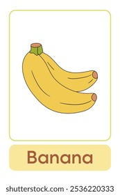 Letters B is for Banana. Fruit Flashcard printable learn letters Alphabet english for kids education and game activity. Kindergarten and preschool worksheets printable for kids.