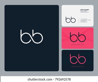 Letters B B, B&B joint logo icon with business card vector template.