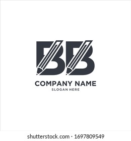 letras b, bb con iconos de diseño del logotipo con fondo vectorial blanco