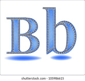 Letters B big and small in a jeans structure with a double line.