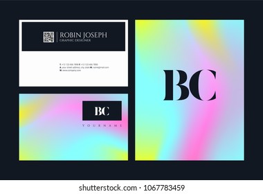 Letters B C, B & C joint logo icon with business card vector template.
