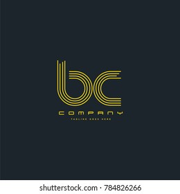 Letters B & C joint logo icon. Stroke letter vector element.