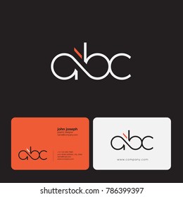 Letters A B C joint logo icon with business card vector template. 
