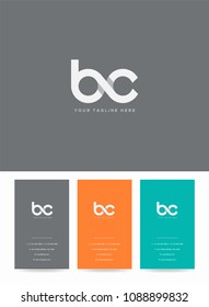 Letters B & C logo, emblem or icon with business card vector template.
