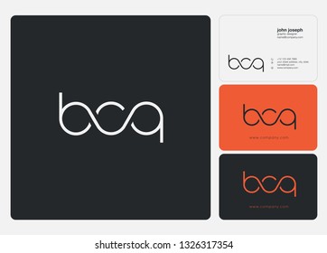 Letters B C Q joint logo icon with business card vector template.