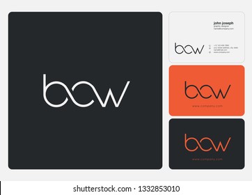 Letters B C W joint logo icon with business card vector template.